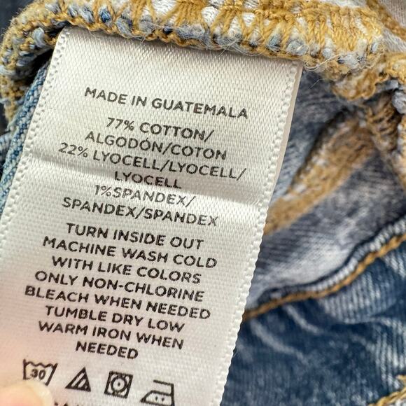 Loft Women's Blue Distressed High Rise Cotton The 90s Straight Jeans Size 26/2 - Picture 11 of 12